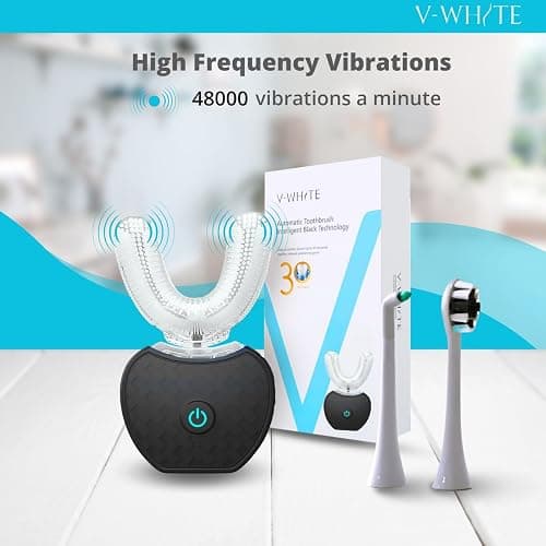 V-WHITE Adults Auto Brush Ultrasonic U-Shaped Toothbrush – 360° Teeth Cleaning, Hands-Free Electric Autobrush – Gum Protection, Waterproof IPX7, Wireless Charging thumbnail 6