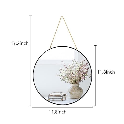 YCHMIR Small Round Wall Mirror,Bathroom Mirror (Black, 11.8 in.) thumbnail 3