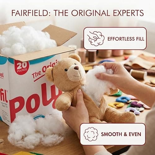 Fairfield The Original Poly-Fil, Premium Polyester Fiber Fill, Soft Pillow Stuffing, Stuffing for Stuffed Animals, Toys, Cloud Decorations, and More, Machine-Washable Poly-Fil Fiber Fill, 20 lbs. Box thumbnail 7