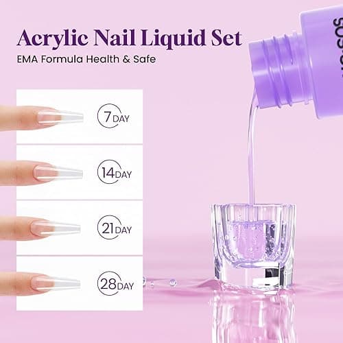 Acrylic Nail Kit Professional: Acrylic Powder and Liquid Set for Beginner Acrylic Nail Kit at Home DIY Salon Nails Application 4 Colors thumbnail 6