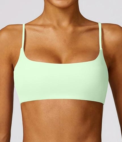 Comper Women's Sports Bra with Thin Straps Stretchy Wirefree Workout Bras Lightweight Workouts Bralette with Removable Pads - Image 1