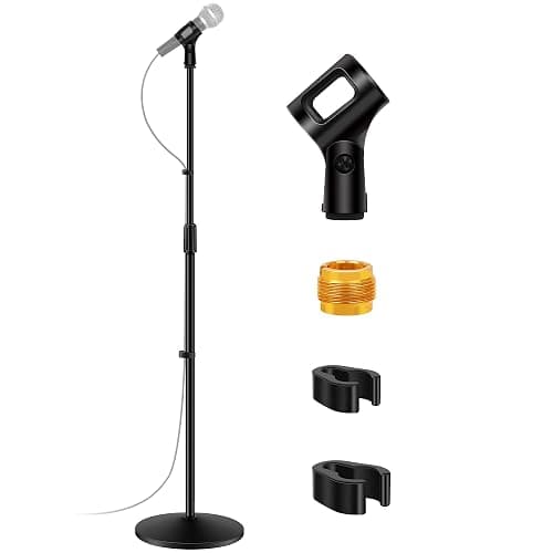 InnoGear Mic Stand, Microphone Stand Floor Detachable Boom Mic Arm Stands with Weighted Round Base, Height Adjustable from 34" to 60" for Blue Yeti HyperX QuadCast Shure SM58 Samson Q2U Fifine K669B - 1 - Image 1