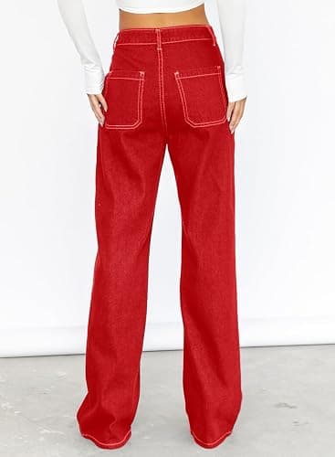 Sidefeel Women's Cargo Jeans Casual Loose Mid Rise Wide Leg Denim Pants thumbnail 2