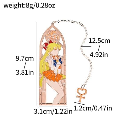 5 Style Anime Magical Girl Book Marks - Metal Bookmarks Gifts for Girls, Anime Fans, Book Lovers Student Men Women, Birthdays, Christmas, Valentine, School Supplies Book Accessory (Orange Girl) thumbnail 3