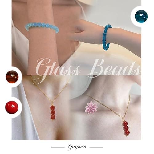1200PCS 8mm Glass Beads for Jewelry Making, 24 Colors Crystal Beads Bracelets Making Kit, 2 Box Round Beads Suitable for Beginners thumbnail 6
