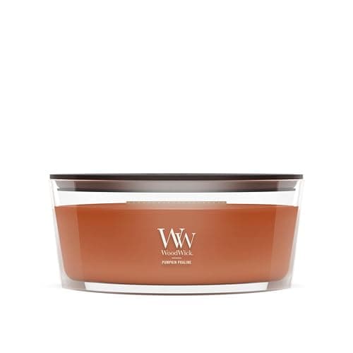 WoodWick Pumpkin Praline Holiday Candle Gifts for Women and Men, 16 oz Ellipse Candle with Crackling Wick - Image 1