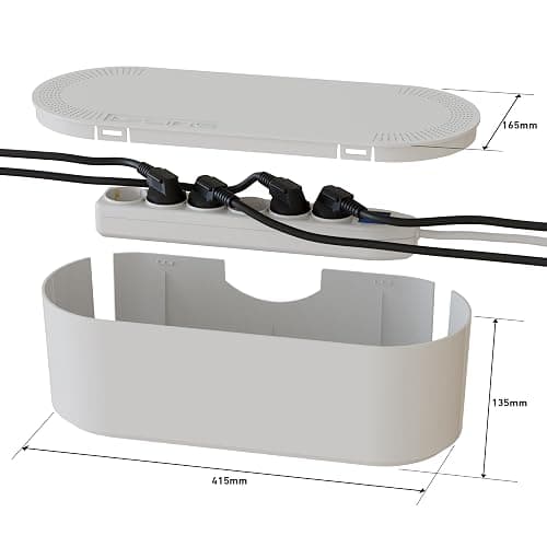 D-Line EU/CTULGEW/SW Caja Organizadora de Cables, fabricada en ABS resistente a la electricidad, Caja para guardar, ocultar y organizar cables de manera eficiente - Grande, Blanco thumbnail 4