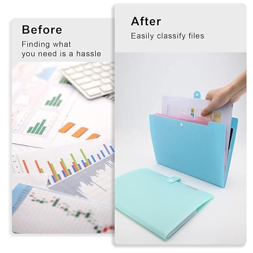 NAFY Colorful Expanding File Folder, 5 Pockets Folder with Colored Labels Portable Weave Pattern Accordion File Folder A4 Letter Size Project Organizer Document Folder for Office School (Purple) thumbnail 5