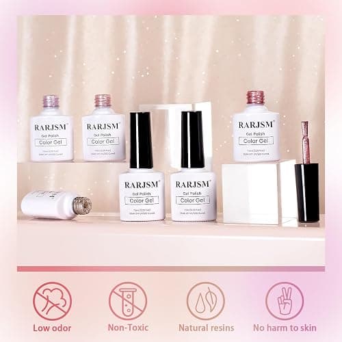 RARJSM Cat Eye Gel Nail Polish Set 6 Pcs Magnetic Sparkle Diamond Glitter Nude Pink Light Purple Red Silver Sheer Pink Velvet Ice Jelly Gel Polish with Magnet Stick UV LED Curing Requires Soak Off thumbnail 5