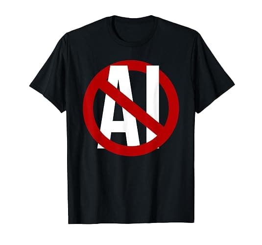 No to AI Generated Images Stop Sign, Anti AI-Generated Art T-Shirt - Image 1