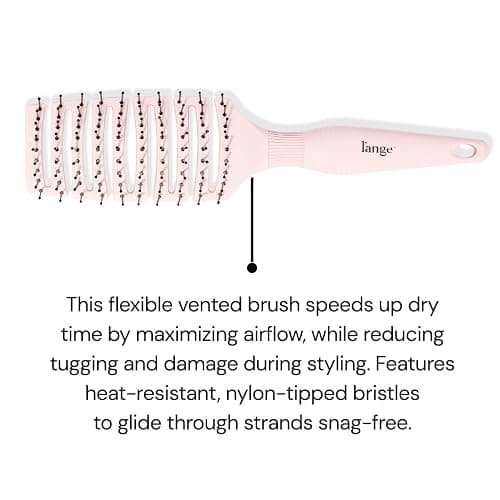 L'AngE HAIR Siena Flexi Curved Vented Hair Detangler | Nylon Bristle Brush for Tangles & Knots | Ideal for Men & Women | Vented for Airflow thumbnail 2