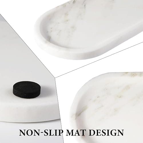 Koville Natural Marble Tray for Bathroom Countertop, Marble Storage Trays for Perfume, Cosmetics, Jewelry, Vanity Tray Stone Trays for Kitchen, Decorative Tray for Dresser Organizer(Calacatta White) thumbnail 4