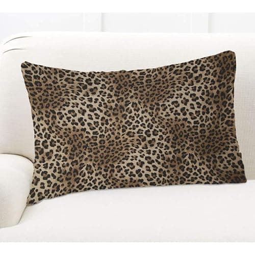 EKOBLA Throw Pillow Cover Leopard Print Pattern Safari Wild Animal Theme Pattern Leo Skin Cheetah Tiger Decor Lumbar Pillow Case Cushion for Sofa Couch Bed Standard Queen Size 20x30 Inch thumbnail 6