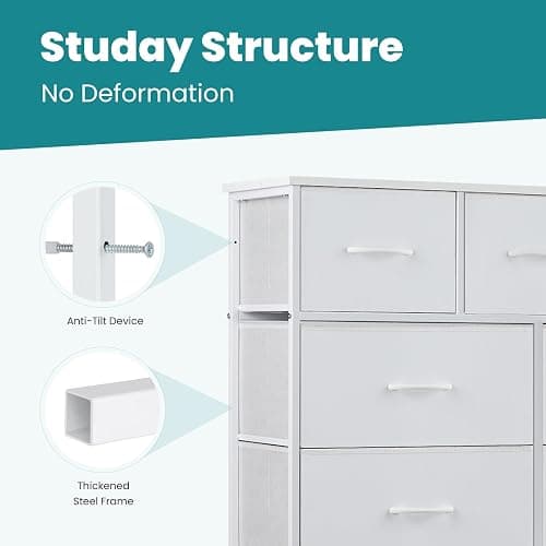 OLIXIS Dresser for Bedroom with 9 Drawers, Tall Fabric Dresser for Storage and Organization, Bedroom Dressers, Chest of Drawers for Living Room, Closet thumbnail 4