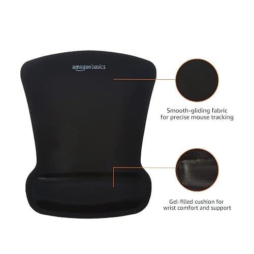 Amazon Basics Irregular Ergonomic Gel Computer Mouse Pad with Wrist Rest for Pain Relief, 10.1L x 8.1W inches, Black thumbnail 2