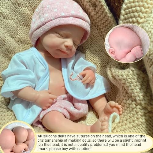 Yokyyi Lifelike Full Body Reborn Baby Doll, 13 Inch Pascale Sleeping Girl in Pink Dress, Perfect for Christmas Presents thumbnail 4