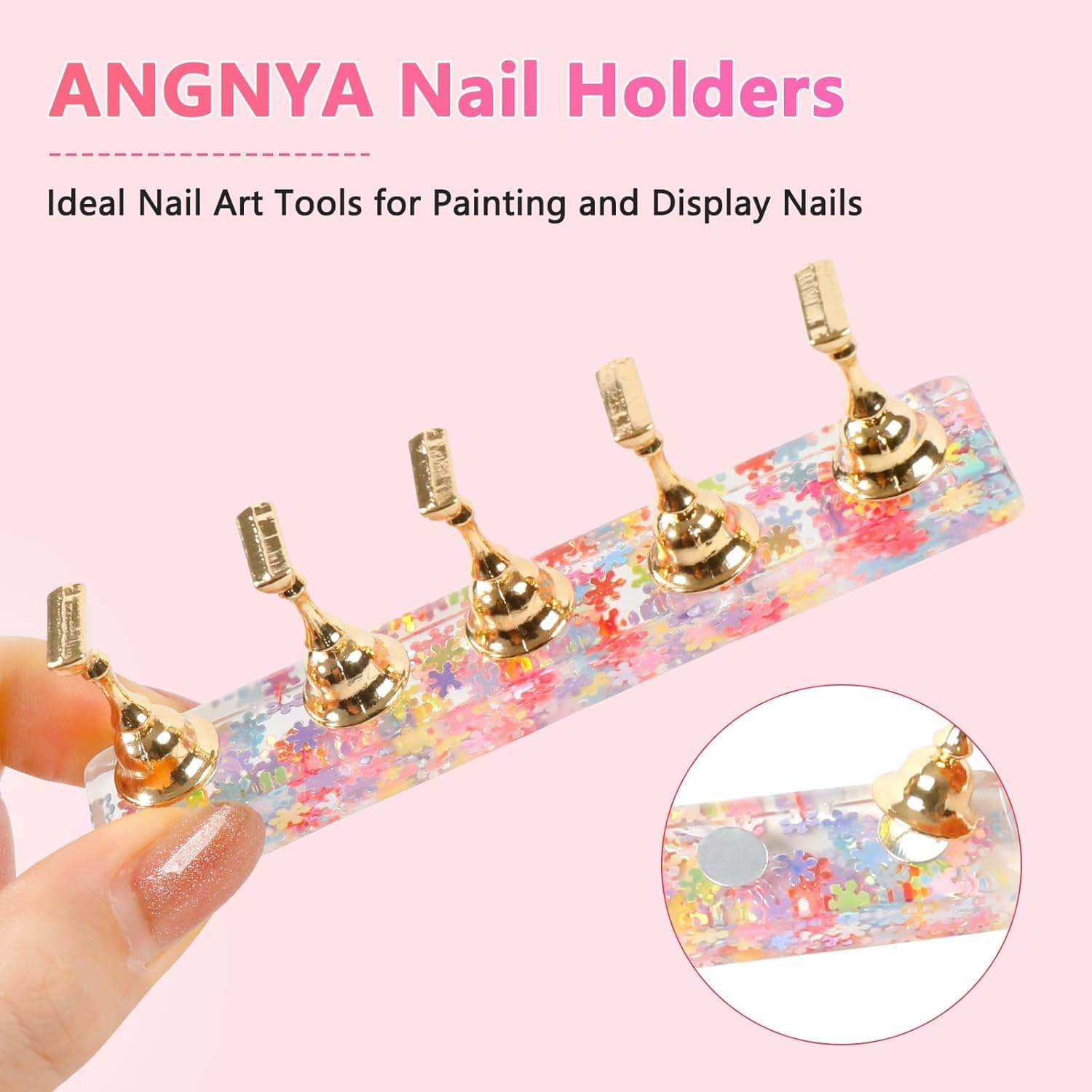 2 Sets Nail Stand for Press on Nails Display, M(agnetic Press on Nail Stand with 96 PCS Reusable Adhesive Putty, Nail Tips Practice Painting Holder for DIY Nail Art Tools thumbnail 8