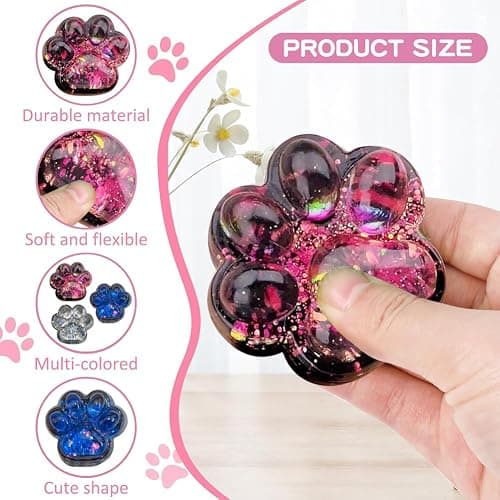 Cat Paw Squeeze Toys, 3 Pcs Cat Paw Squishy Toys Stress Relief Fidget Squeeze Pinch Toy, Fufu Fidget Toys for Kids Adults Anxiety Relief Sensory Toys thumbnail 4