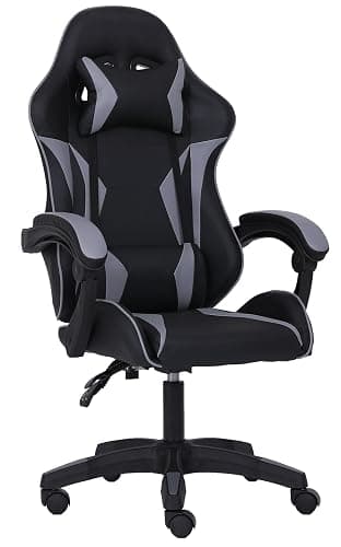 Millhouse Sport Desk Chair with Adjustable Lumbar Support and Head Pillow, X3577 (Grey) - Image 1