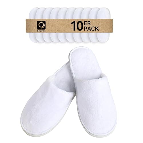 QatmMkt 10PCS Unisex Guest Disposable Slippers, SPA Cotton Slipper, Hotel Bath Slippers Disposable, Travel Bulk Guest House Slipper for Shoeless Home, Travel, Hotel or Commercial - Image 1