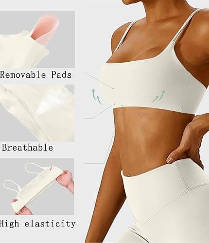 Comper Women's Sports Bra with Thin Straps Stretchy Wirefree Workout Bras Lightweight Workouts Bralette with Removable Pads thumbnail 5