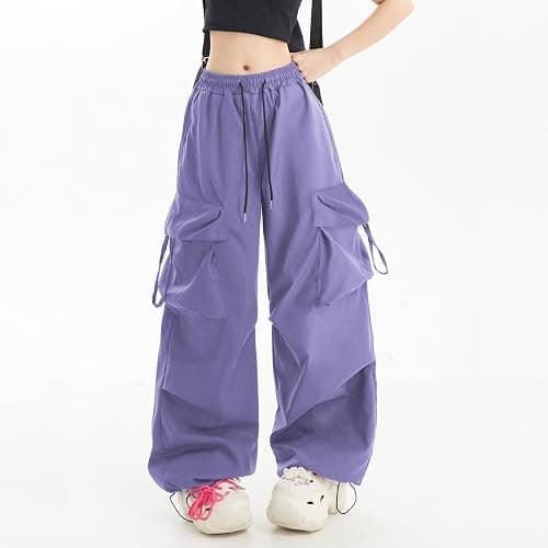 Skateboard Frog Women Y2K Baggy Streetwear Hip Hop Parachute Pants Lightweight Wide Leg Drawstring Cargo Pants Dance thumbnail 3
