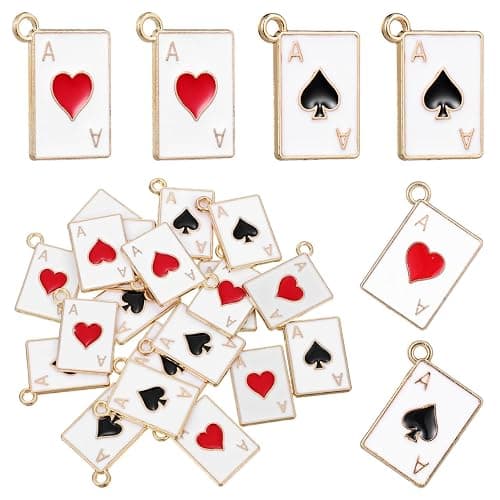 COHEALI 20Pcs Playing Card Charms Metal Enamel Queen of Hearts Spade Checkered Card Charms for Jewelry Making Diy Craft Pendants Bracelet Necklace Accessories - Image 1