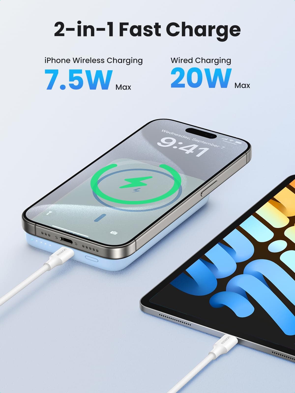 UGREEN Magsafe Power Bank 10000mAh Wireless Portable Charger 20W PD Fast Charging Magnetic Battery Pack Powerbank Compatible with iPhone 17 Pro MaxPhone Air/16 Plus/15/14/13/12 Series, Blue thumbnail 3