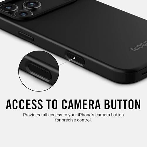 Ridge Case Compatible with iPhone 17 PRO MAX - Compatible with MAGSAFE & Wireless Charging, Aluminum Control Buttons, Dual-Layer Construction, TPU Bumper with Drop Protection (Matte Black) thumbnail 6