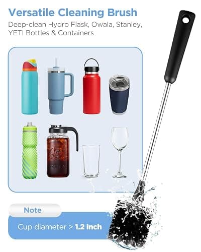 EasyAcc Water Bottle Cleaner Brush, 3 Pack 15 Inches Straw Brush Cleaner for Owala Stanley Hydroflask, Long Handle, with Straw Cleaner & Nipple Brush, for Coffee Mugs, Ice Tea Jars thumbnail 2