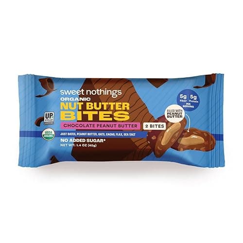 Sweet Nothings, Chocolate, USDA Organic Nut Butter Bites Protein Bar, Nut & Date Snack, Filled with Peanut Butter, 12-2 Bite Value Packs - No Added Sugar, Plant Based, Vegan, Only 7 Ingredients thumbnail 5