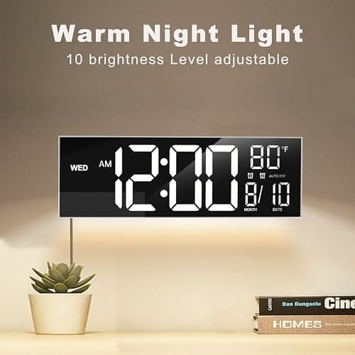 JALL 16" Large Digital Wall Mount Clock, Count Down Timer, Alarm, Big LED, 8 RGB Color, DST, Temperature for Living Room Classroom Desk, Xmas, Birthday Gift for Senior Mom Dad (White Shell, 16 inches) thumbnail 7
