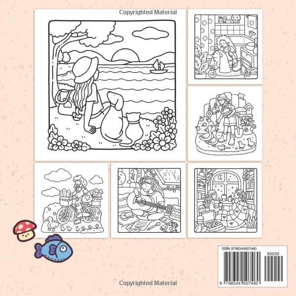 Girl Moments: Coloring Book for Adults and Teens Featuring Cute Cozy Daily Activities for Relaxation (Cozy Spaces Coloring) thumbnail 2