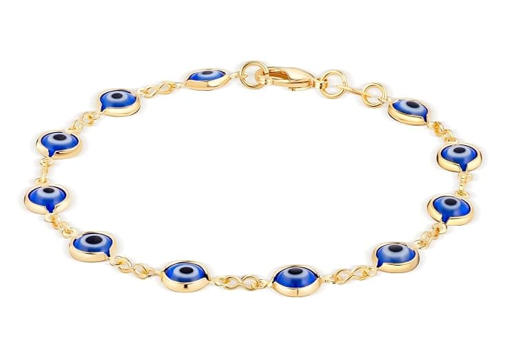 Barzel 18K Gold Plated Multicolored Evil Eye Bracelet for Women - Made in Brazil - Image 1
