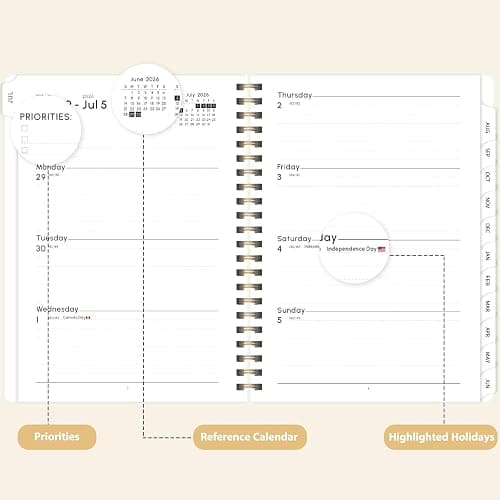 Planner 2026-2027, Weekly and Monthly Academic Planner, July 2026 - June 2027, Hardcover Calendar Agenda Book for School Year Planning, School Supplies for Teacher and Student, A5(6.3'' x 8.5'') thumbnail 3