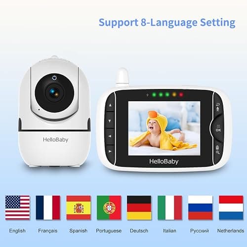HelloBaby Baby Monitor,Upgrade Baby Monitor with Camera and Night Vision,No Wifi,355°/120° Remote Pan Tilt Camera 2x Zoom, ECO Mode,2-way talk,Up to 1000ft,Temperature thumbnail 2