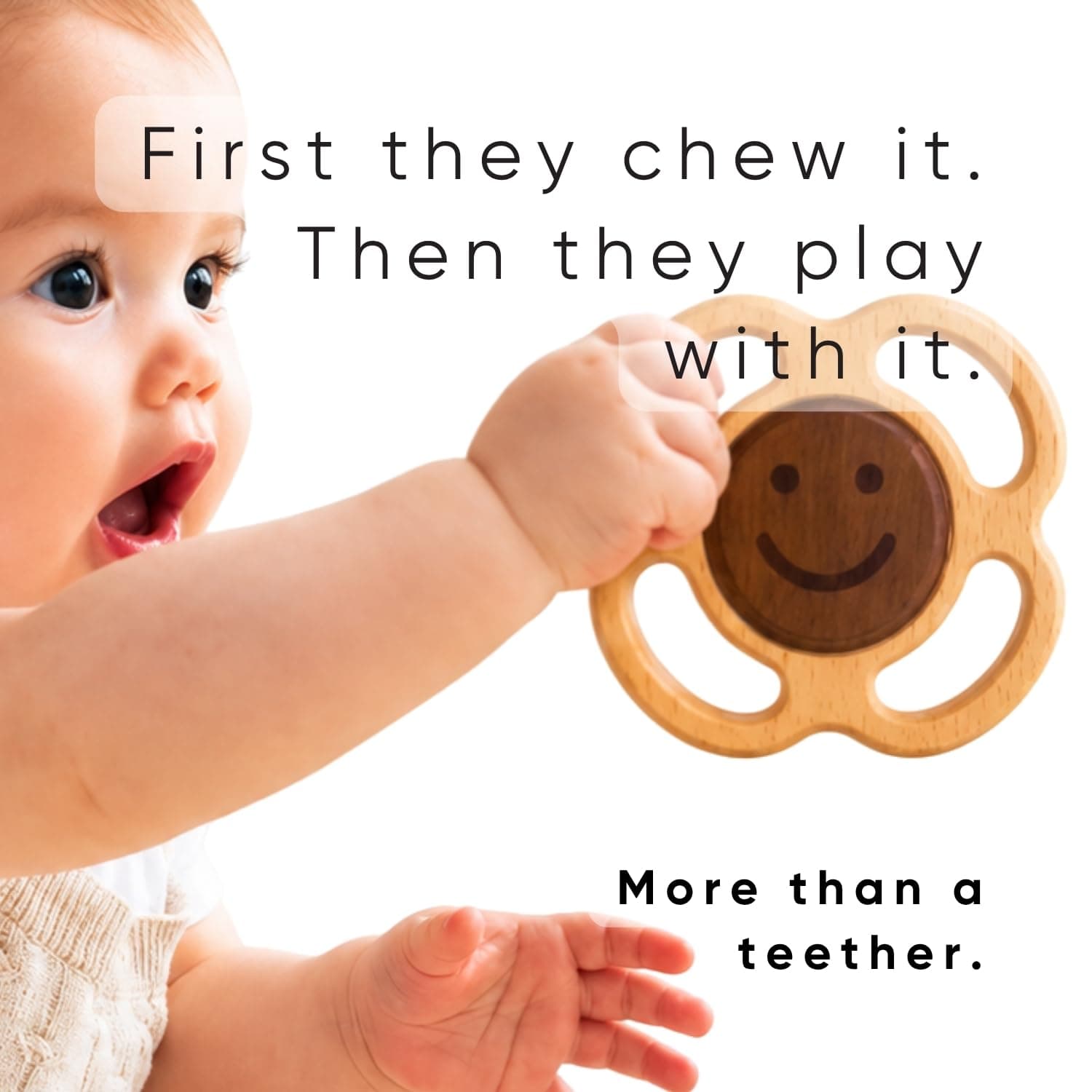 Wooden Montessori Sensory Baby Toy (0–12 Months) – Natural Wooden Baby Teether & Rattle – Handcrafted Organic Teething Toy – Safe, BPA-Free, No Paint, No Plastic – Baby Gift Boys & Girls thumbnail 4
