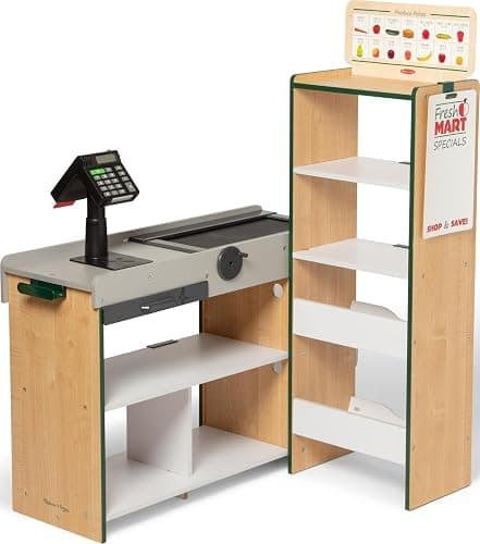 Melissa & Doug, Fresh Mart Pretend Grocery Store, Kids Cash Register with Scanner, Shelves, & Conveyor Belt, Kids Toys for Girls & Boys - Image 1