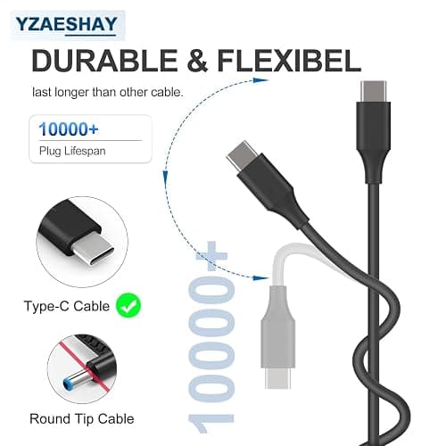 YZAESHAY Replacement 65W USB C Laptop Charger Compatible with HP Chromebook and All 65W USB Type C Power Adapter thumbnail 5