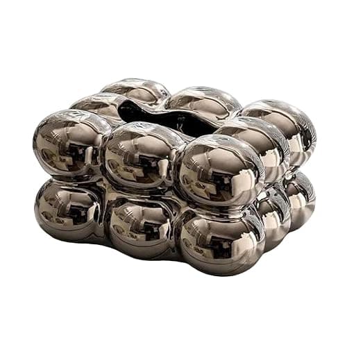 F Fityle Luxus-Tissue-Box-Abdeckungshalter, Kosmetiktuch-Papierbox-Abdeckungs-Organizer, Serviettenspender für Arbeitsplatte, Schminktisch, Küche, Hotel, Silber - Image 1
