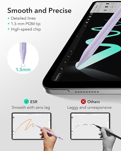 ESR Geo Digital iPad Pencil Findmy Compatible with Apple iPad 2018-2025,with Easy Shortcuts for Apple iPad A16/10/9/8 & Air 13/11 & Pro 12.9/13/11 & Mini 7/6/5, Purple(No Wireless Charging) thumbnail 8