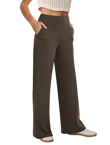 COPYLEAF Wide Leg Pants Woman High Waist Yoga Pants with Pockets Loose Stretch Dress Work Pants Casual Lounge Sweatpants - Image 1