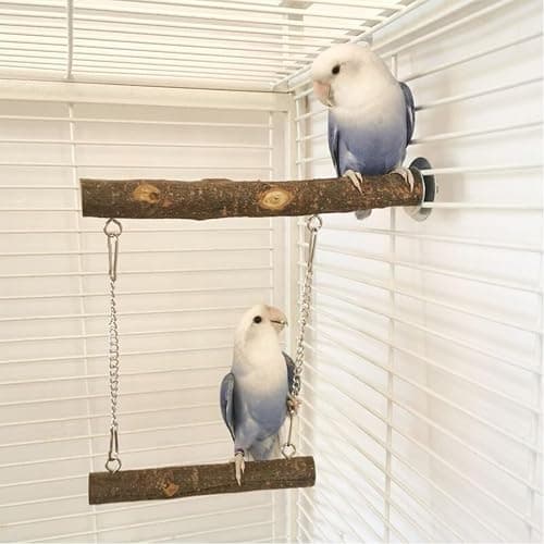 ZYYRSS Wooden Bird Swing Perch Toys, Parrots Cage Toys, Parakeet Parrot Swing Chewing Hanging Toys Bird Cage Toys for Small Parrots, Macaws, Parakeets, Conures, Cockatiel, Budgie thumbnail 3