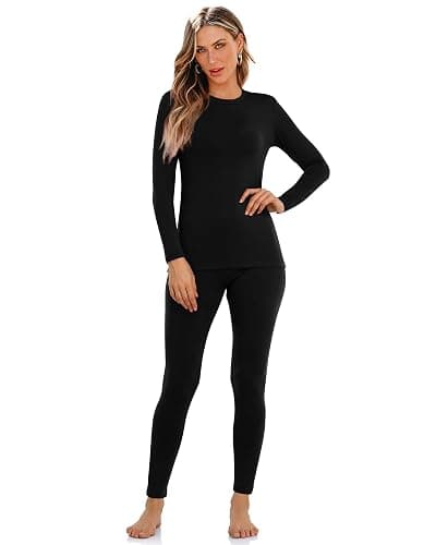 Sampeel Thermal Underwear for Women Long Johns with Fleece Lined Long Sleeve Shirt Legging Lounge Set Cold Weather Top Bottom thumbnail 2
