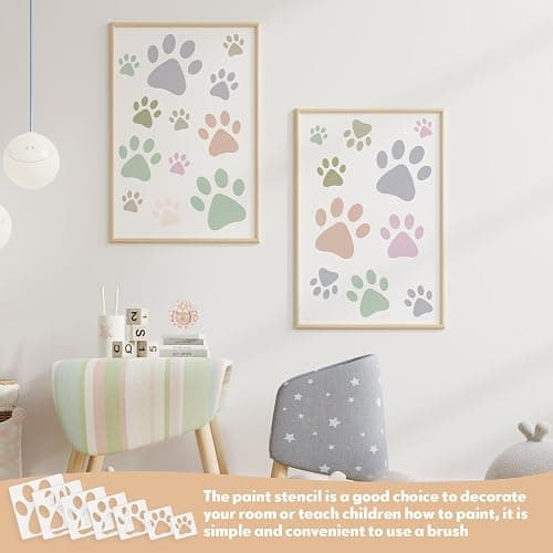 Teling 14 Pieces Large Stencil for Painting on Wood Plastic 5 Point Template Paint Stencils for Fabric Walls Arts Paper Home Decoration(Paw) thumbnail 2