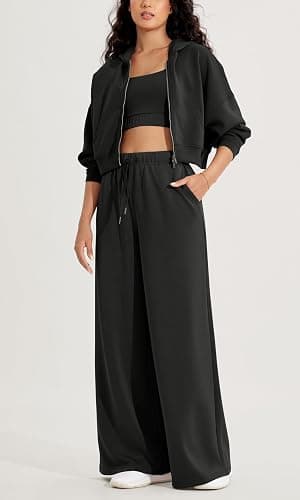 ODODOS Women's Modal Soft Extra Wide Leg Pants with Pockets Drawstring High Waist Pull-On Casual Pants thumbnail 3