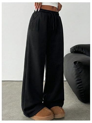 RoseSeek Girl's Baggy Sweatpants Elastic High Waisted Wide Leg Pants Athletic Sweat Pants Trousers thumbnail 4