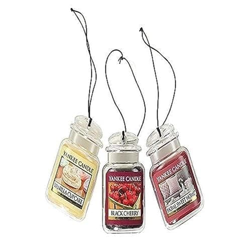 Yankee Candle Car Jar Ultimate 3-Pack, Vanilla Cupcake, Black Cherry, Home Sweet Home, Up to 30 Days, Hanging Air Freshener - Image 1