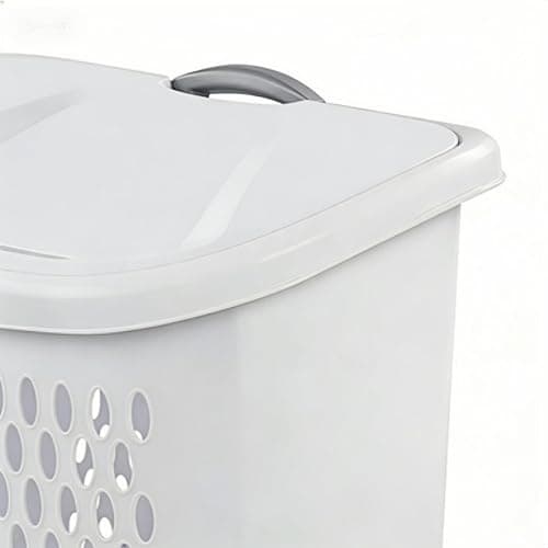 Wheeled Laundry Hamper with Retractable Handle, Plastic Rolling Laundry Basket for Easy Transport, Large 2-Bushel Capacity Clothes Hamper. Suitable for Laundry Rooms, Bathrooms, and Dormitories. White thumbnail 4