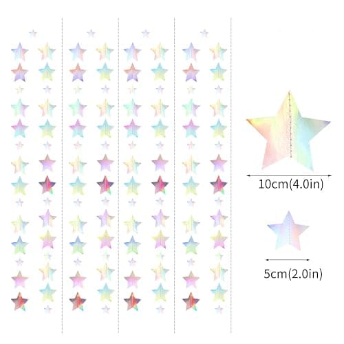 Iridescent Disco-Holographic Party-Decorations Christmas Garland - 62ft Twinkle Little Star Streamers Hanging Banner,Wedding Birthday Bachelorette Baby Bridal Shower Decor Hugtmr thumbnail 3